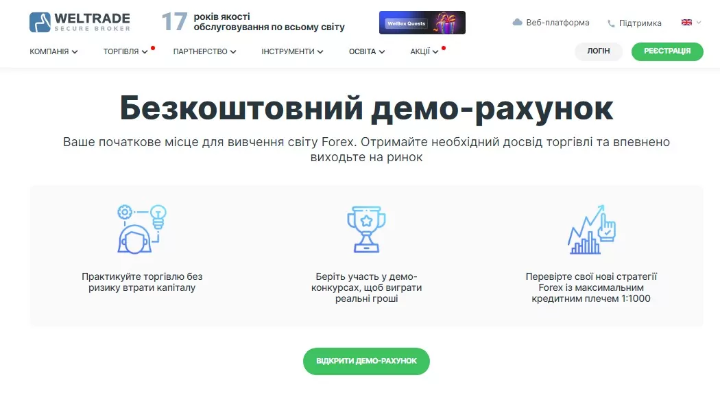 1109 Демо рахунок WelTrade
