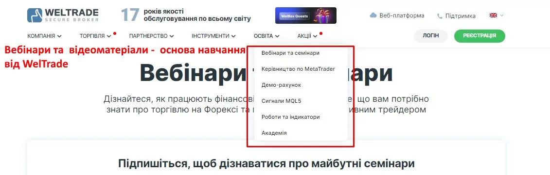 навчання від WelTrade