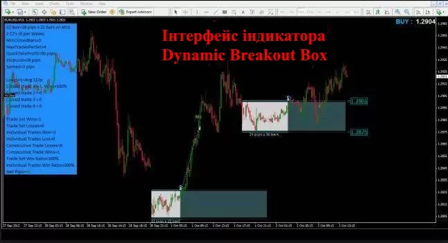 Інтерфейс індикатора Dynamic Breakout Box
