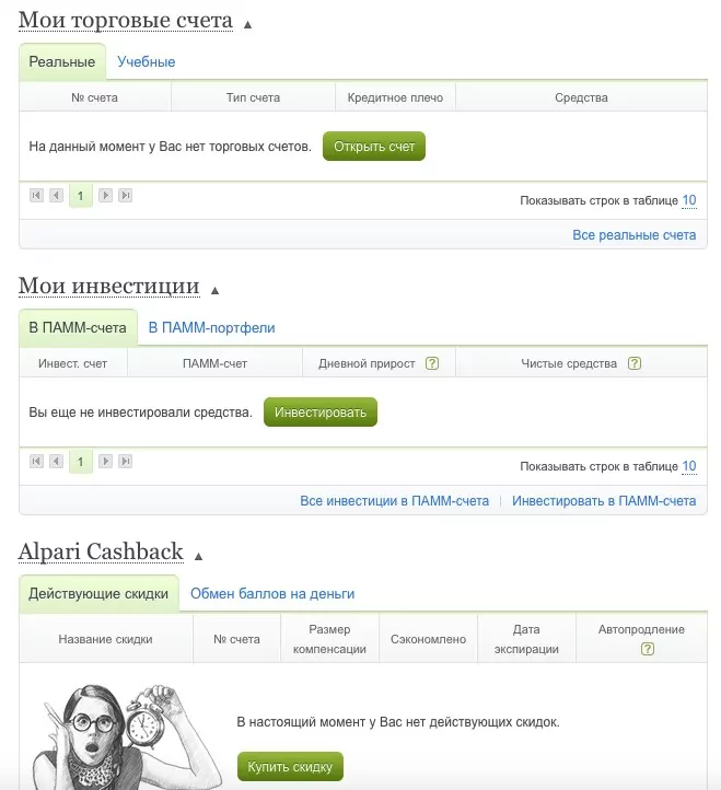 альпари кабинет 