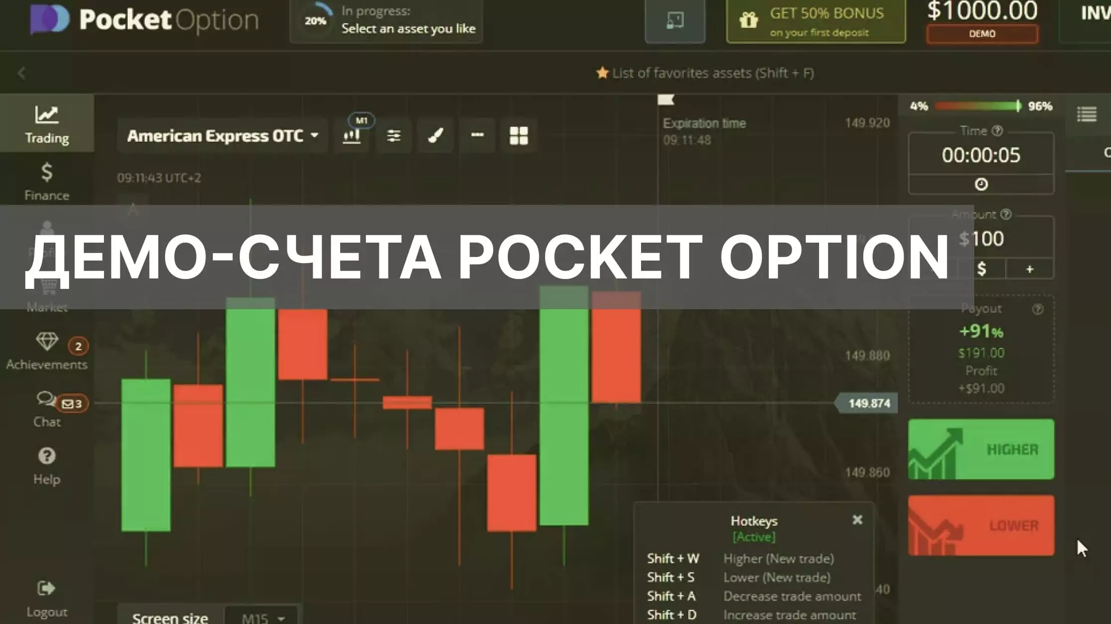 Pocket Option демо-счет